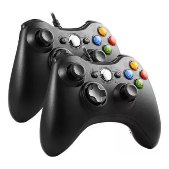 Controle Para Xbox360 E Pc Gamer C/ 2unidades Cor Preto