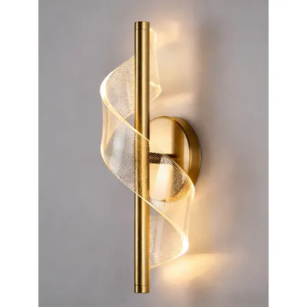 Iluminação Arandela Espiral Em S Preta Ou Dourada Led 3cores 127/220v Dourado