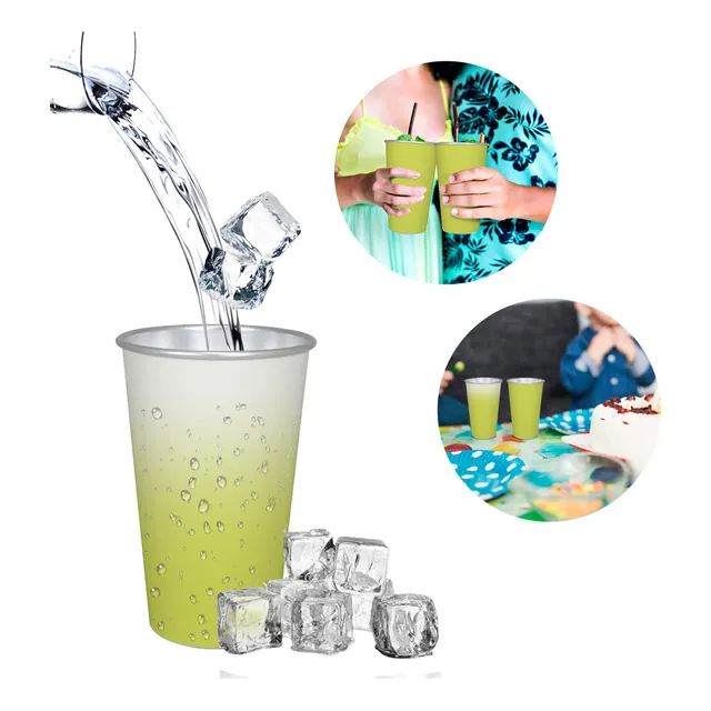 Vaso Mágico Térmico Slim Company Que Cambia De Color Con Temperatura Fría De Aluminio 470 Ml Color Amarillo