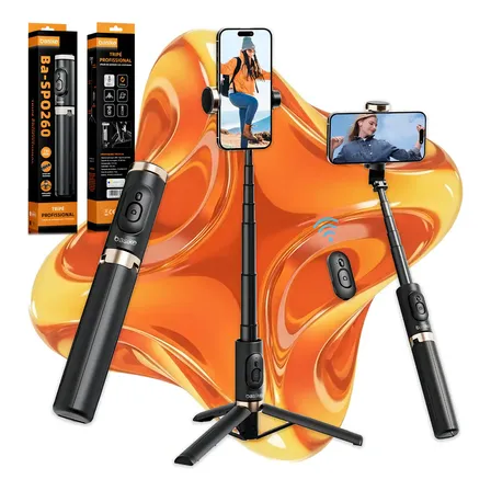 Basike Tripé Bastão Pau De Selfie Celular Mini Portátil 360° Com Bluetooth Controles Remotos Extensível Altura Ajustável Alumínio Silicone Base Compacto E Leve Viagens E Aventuras Para iPhone Samsung