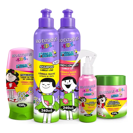 Kit Kids Cabelo Liso Completo 5 Produtos Bio Extratus