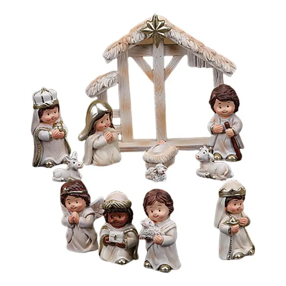 Para Conjuntos De Natividad Navideña Figuras De Resina
