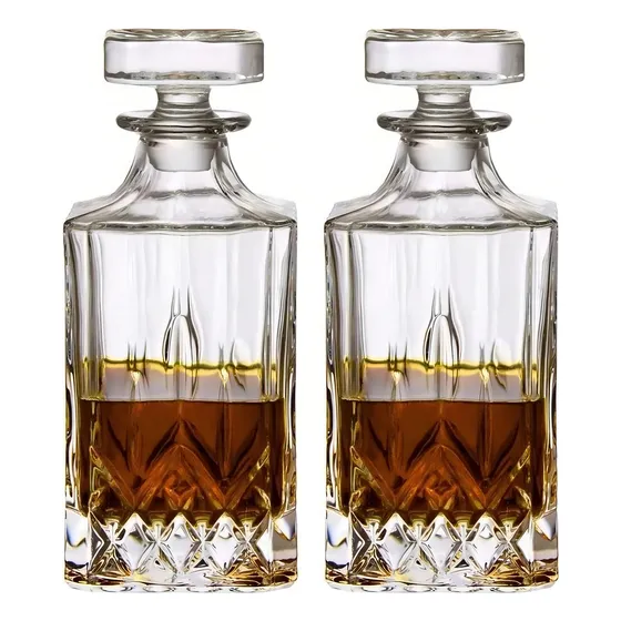 2 Licoreira Vidro Retro Garrafa Whisky Bar Bistro Luxo Licor