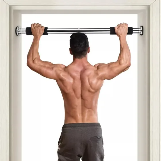 Barra Ejercicios Ajustable Puerta Dominada Flexiones Pull Ct Color Plateado