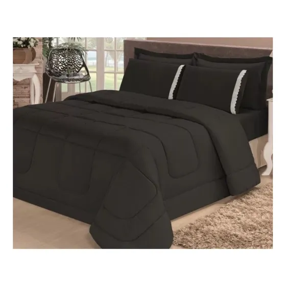 Edredom Com Lençol E Fronhas Cama Casal Queen 6 Peças Cores