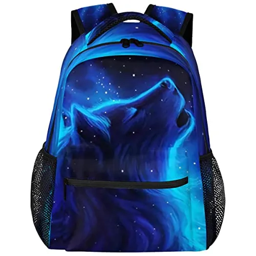Wolf Mochilas Para Niños Niñas, Blue Galaxy Cool Wolf 8w5hm