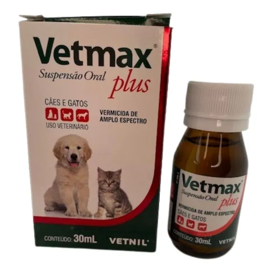 Vetmax Plus Vermífugo Suspensão Oral 30ml Para Cães E Gatos