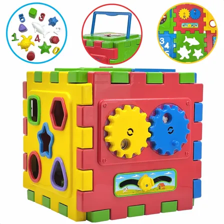 Cubo Didático Brinquedo Educativo Interativo Montar Encaixe Azul