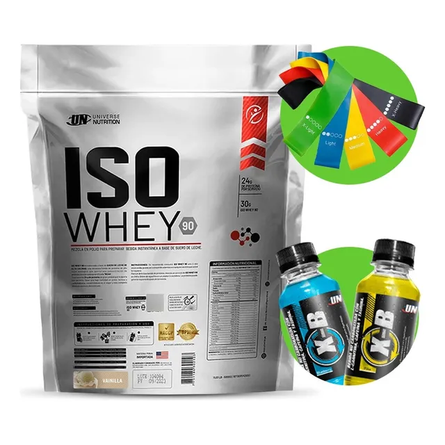 Iso Whey 5kg Vainilla + Bandas De Latex X5 + 02 Quem