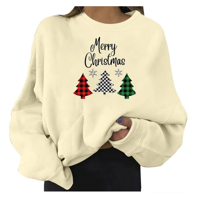 Tops Corto Navidad Para Mujer Camiseta Manga Larga Grafico