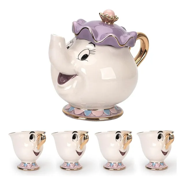 Juego De Té Gzhaituosi, Incluye Tetera Y 4 Tazas Chip