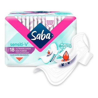 Toallas Femeninas Saba Sensiti-v Nocturna Con Alas 18 Toallas Toallas Femeninas Saba Sensiti-v Nocturna Con Alas 18 Toallas