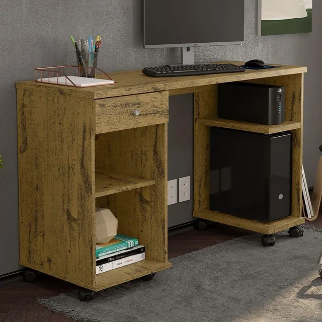 Mesa De Computador Com Prateleiras Million Nature Patrimar