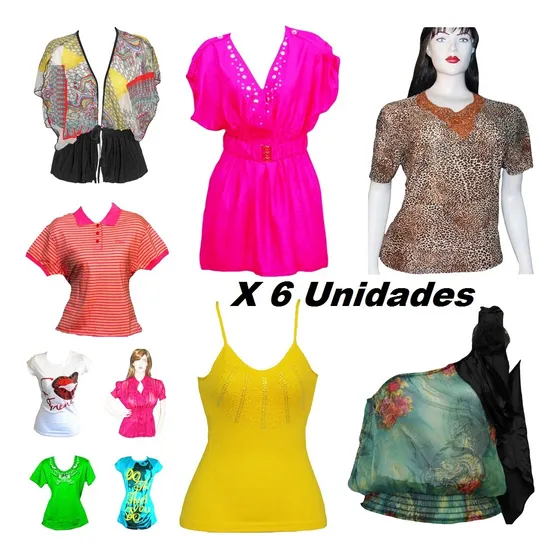 Blusas Manga Corta 6 Piezas Al Mayor Talla Única