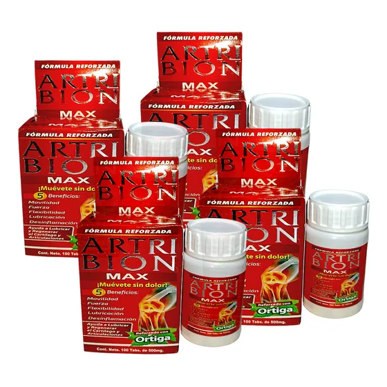 Artri Bion Max Rojo 4 Botes 100tab Ortiga Fuerza De La Salud
