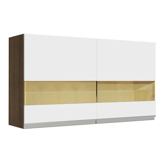 Alacena De Cocina Madesa Glamy 120cm 2 Puertas con Cristal Reflex Color Marrón/Blanco