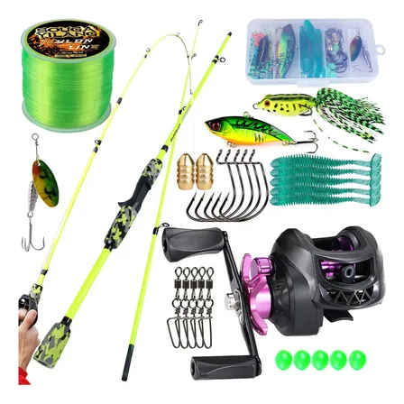 Kit Pesca Vara 1.80m 6-15lbs + Carretilha E Linha+acessórios Lilás Direito