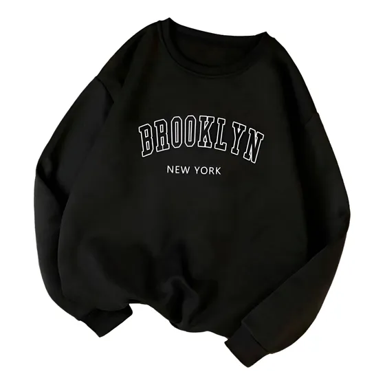 Moletom Careca Estampado Brooklyn Flanelado Algodão Unissex