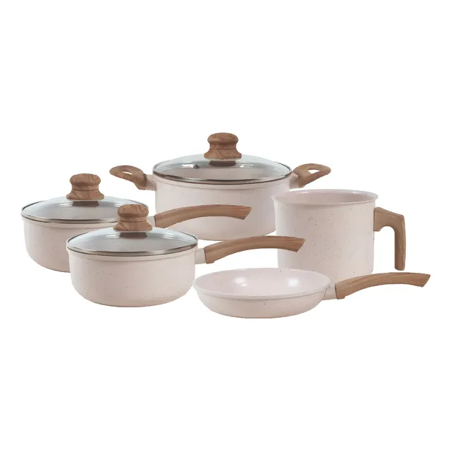 Jogo De Panelas Cerâmico Triplo Indução Tuut Ecoglid 5 Peças Cor Baunilha