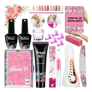 Kit Unha Polygel Lixa Cabine Alongamento Unha Gel Molde F1 Kit Unha Polygel Lixa Cabine Alongamento Unha Gel Molde F1