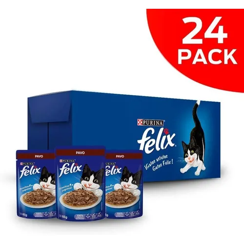 Alimento Húmedo Para Gatos Felix Pack X24 Sobres 85g C/u