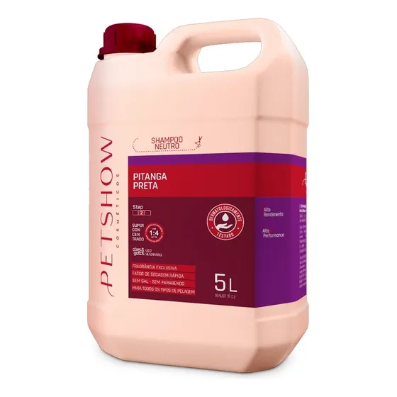 Shampoo Neutro Pitanga Preta 5 Litros Pet Show Banho E Tosa