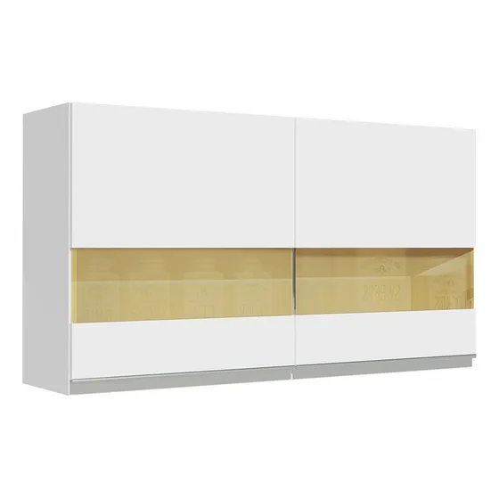 Alacena Gabinete Superior Cocina Madesa Glamy 120cm 2 Puertas Con Cristal Color Blanco