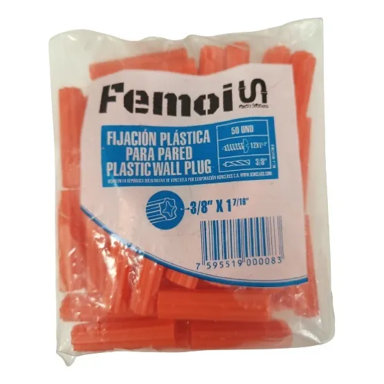 Ramplugs Plástico Estriado Naranja 3/8´´empaque De 50 Pzas.