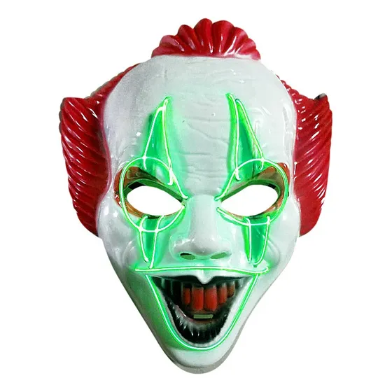 Mascara De Payaso Con Luz Led Disfraz Halloween My Party Verde Payaso Led