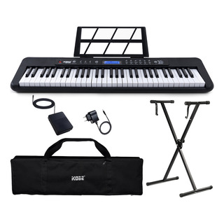 Teclado Kobe Kb300 61 Teclas Com Sensibilidade Kit Completo Cor Preto Teclado Kobe Kb300 61 Teclas Com Sensibilidade Kit Completo Cor Preto