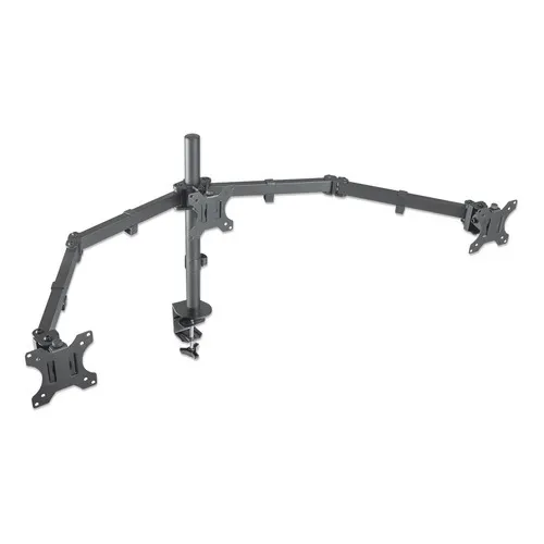 Manhattan Soporte De Escritorio Para 3 Monitores Articulado - Hasta 27.7 Kg - Centro + Brazos De Doble Articulación