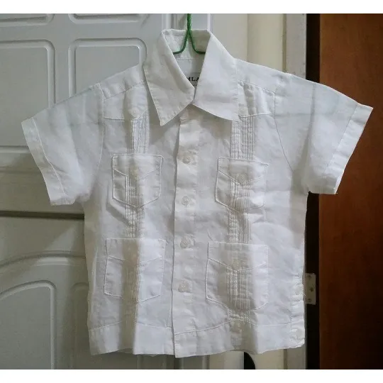 Camisa Guayabera Niño Talla 4 Marca Ymla 100% Lino