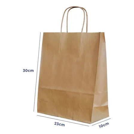 Sacola Papel Kraft M 23x30x10cm 50und Acesso® Monolúcido Embalagem Presente Bolsa Ecológica Alça Torcida Marrom Liso
