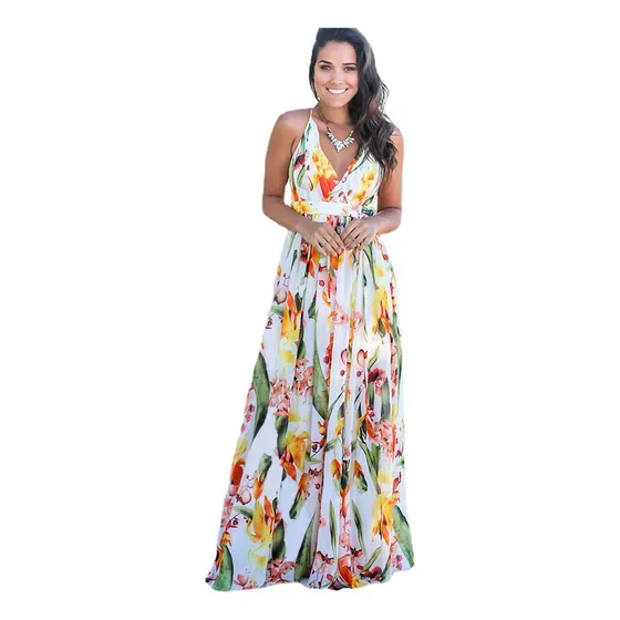 Ess Vestido Largo Casual Para Fiesta Playa Flor Y