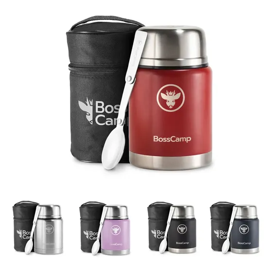 Termo Comida Bosscamp 500 Ml Rojo Acero Inoxidable Bolso Cuchara