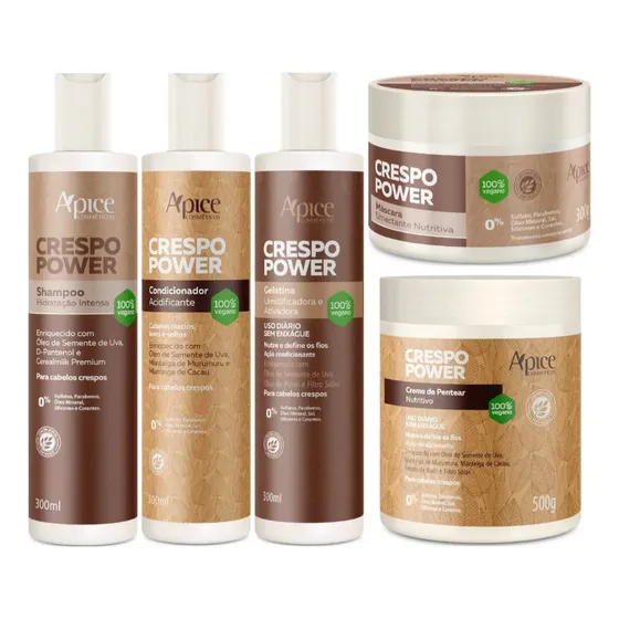 Kit Apse Crespo Power 5 Produtos Tratamento Cabelos Crepos