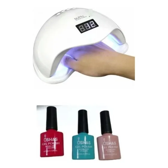 Lampara Para Uñas Cabina Led 48w + 3 Esmaltes Gel De Regalo