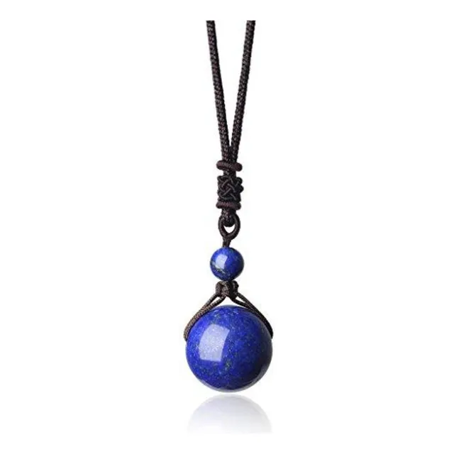 Collar Bola De Piedra Lapislázuli 100% Natural Amuleto 