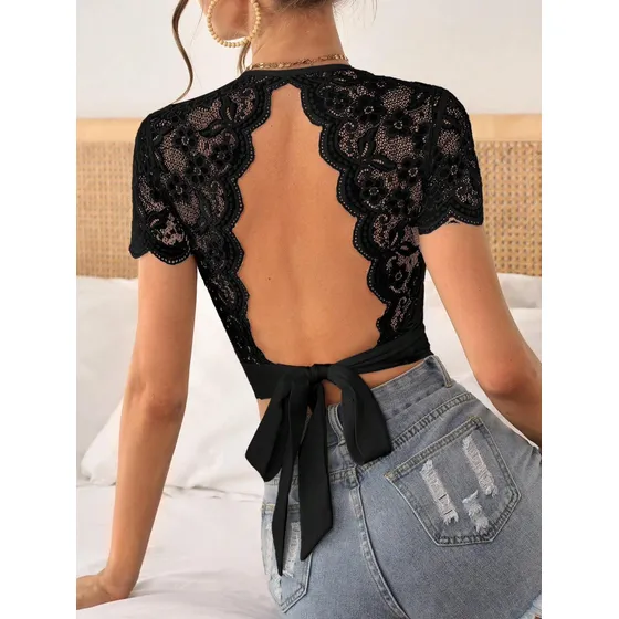 Top De Encaje Y Espalda Descubierto