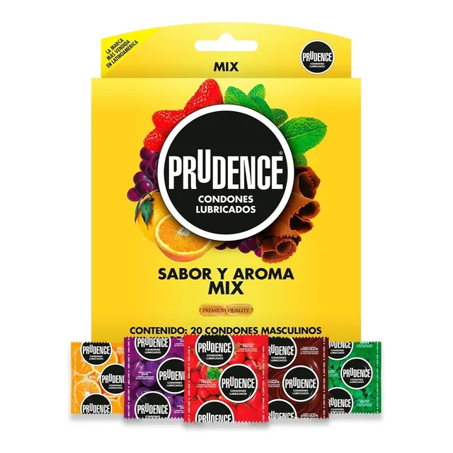 20 Condones Prudence Lubricados Con Sabor Y Aroma Mix