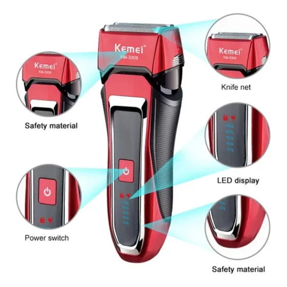 Shaver Kemei 3309 Máquina De Afeitar Recargable Original 