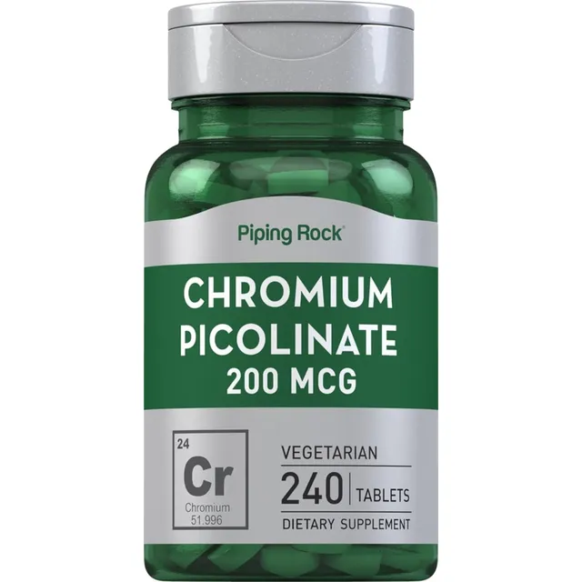 Picolinato De Cromo 200 Mcg Piping Rock 240 Tabletas Sin Sabor