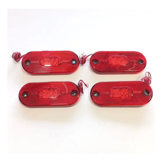 Kit 4 Faro Lateral Rojo 3 Led Camión Acoplado Universal