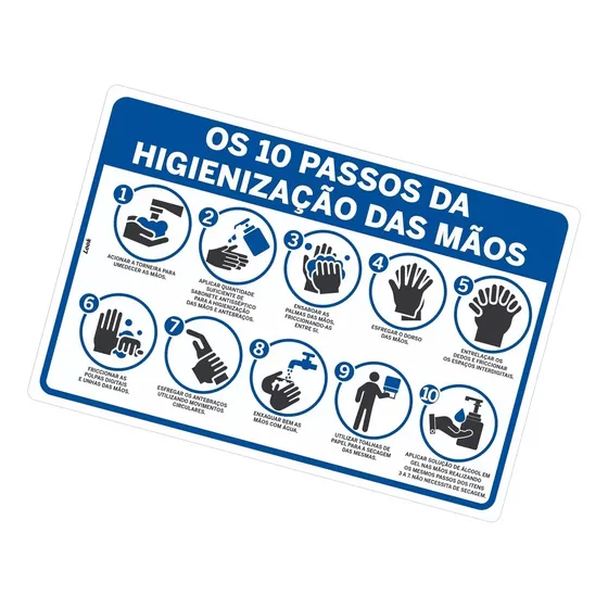 Placa Sinalização Para Higienização Higiene Lavar Mãos