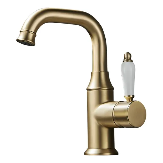 Grifo Lavabo Dorado Cepillado Montado Cubierta Baño Laton :