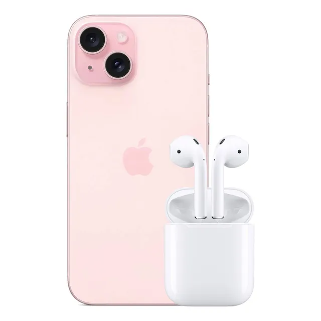 Apple Iphone 15 128gb Rosa Rfb + Airpods 2 Blanco Rosa (Reacondicionado)
