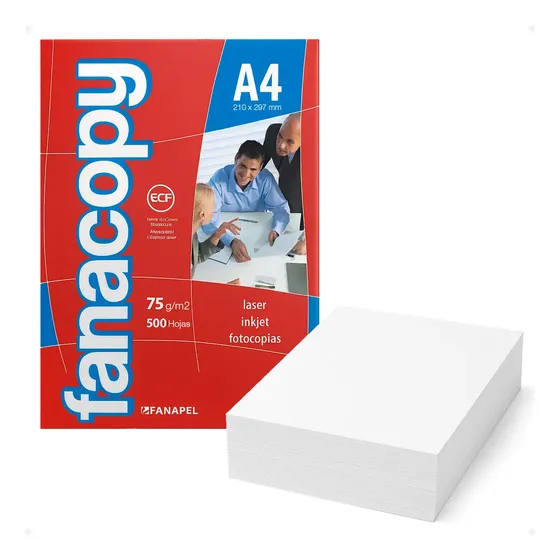 Resma Papel A4 Fanacopy 500 Hojas 75g/m2 Blanco Para Impresión y Fotocopiadora