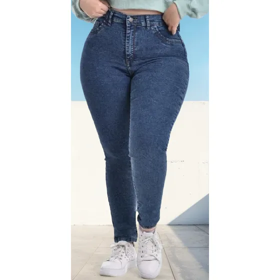 Pantalon Jean Calce Perfecto Tiro Alto Talles Grandes Mujer