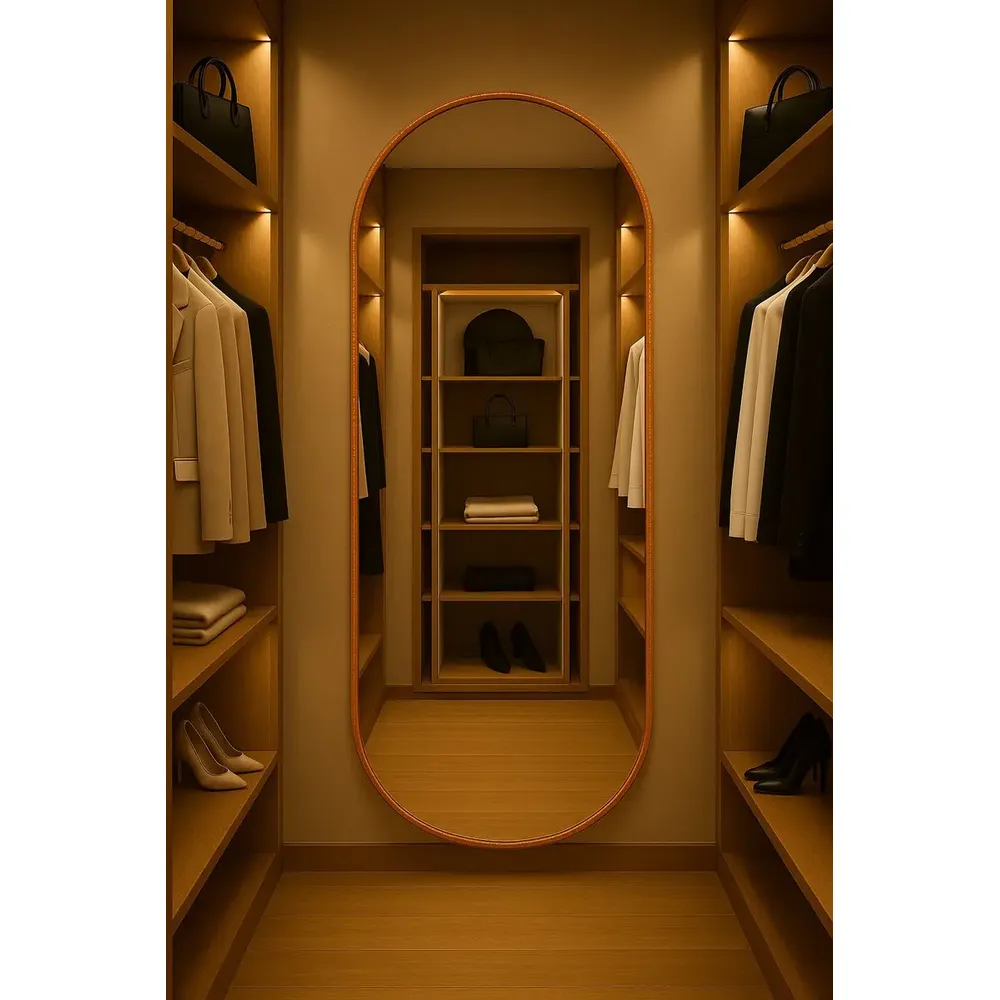 Espelho Oval 170x70 Decorativo Corpo Inteiro C/moldura Luxo Moldura Caramelo