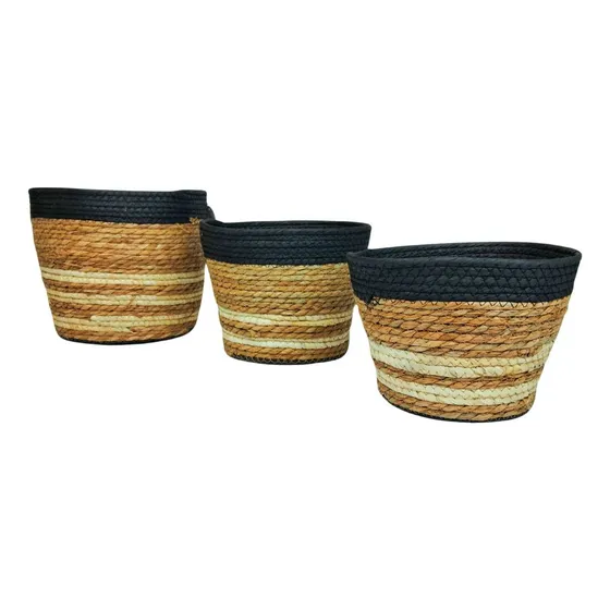 Cesto X3 Junco Natural Seagras Decoración, Plantas, Juguetes